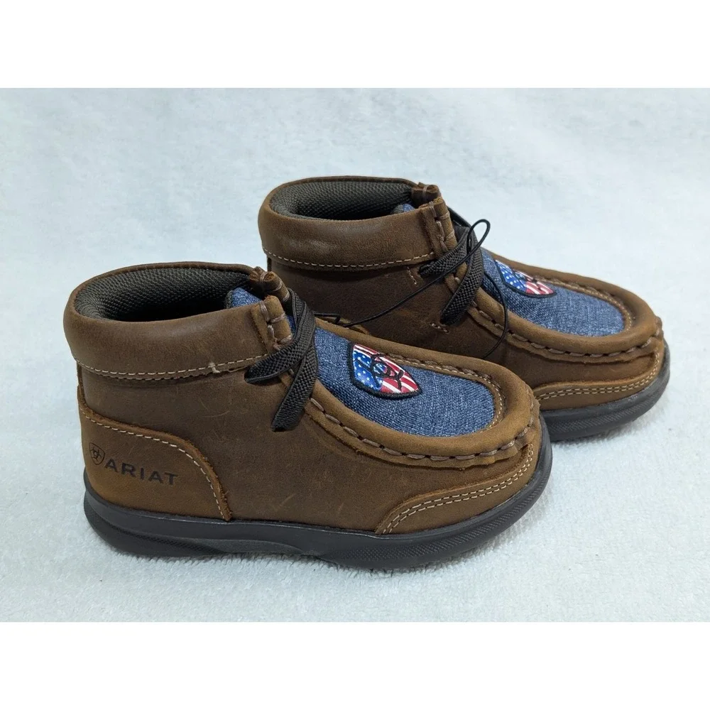 Ariat Toddler size 4, Boy's Lil Stomper USA Brown leather Shoes , A443001602-04